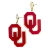 Oklahoma Crimson and White OU Earrings-Brianna Cannon Fashion