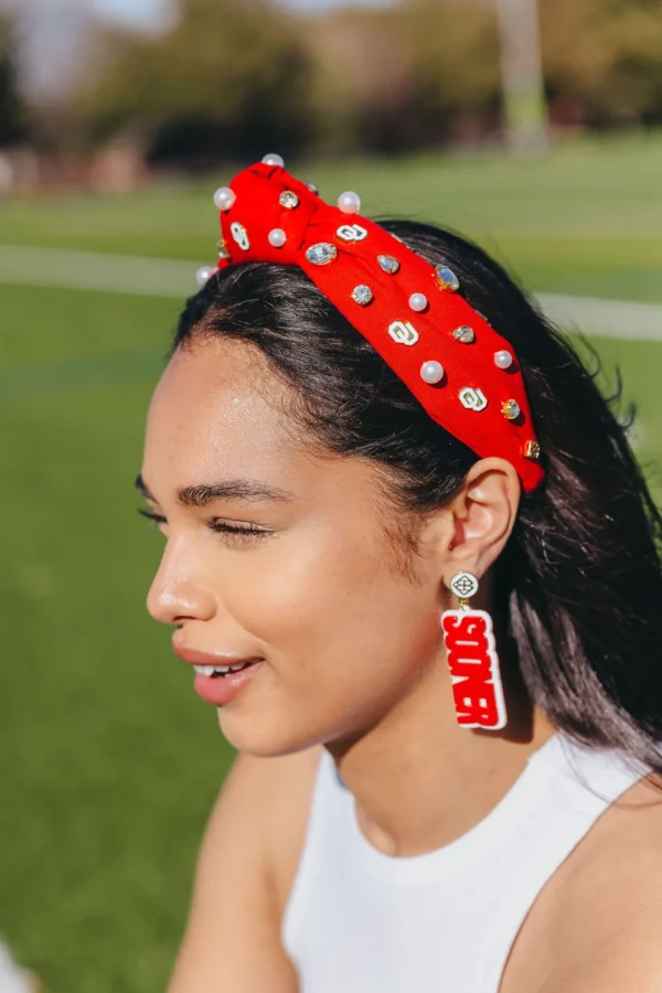 Oklahoma Crimson Logo Headband-Brianna Cannon Hot