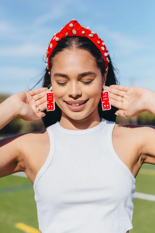 Oklahoma Crimson Logo Headband-Brianna Cannon Hot