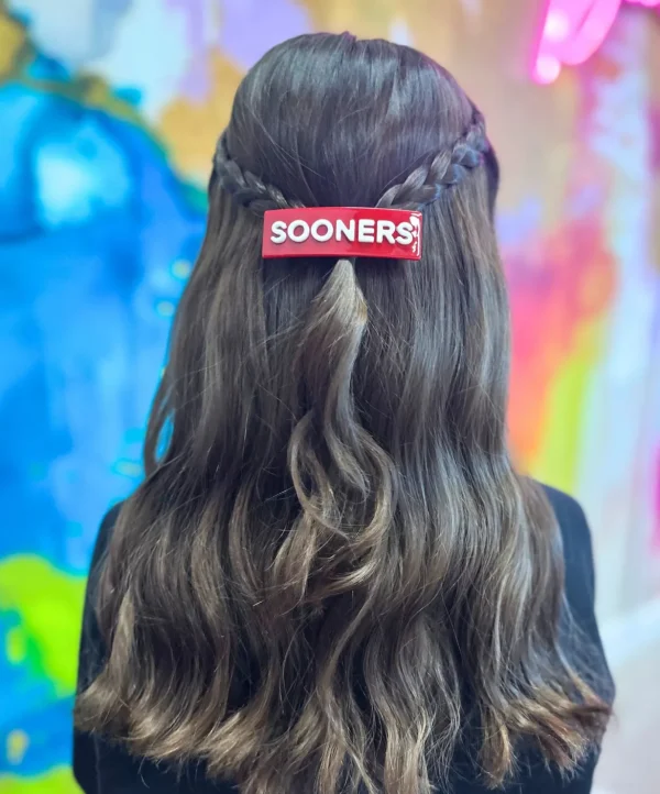 Oklahoma Crimson SOONERS Rectangle Barrette Clip-Brianna Cannon New