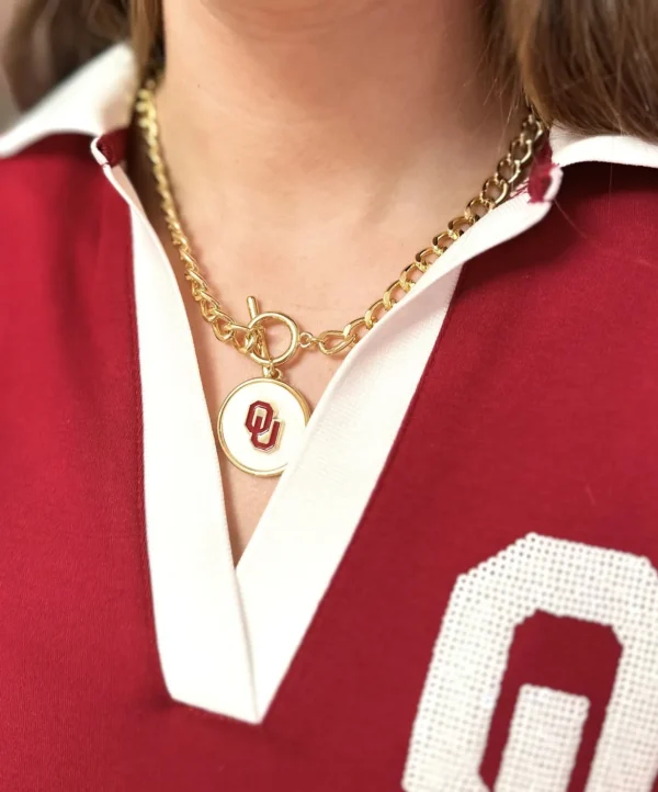 Oklahoma Logo Necklace-Brianna Cannon Discount