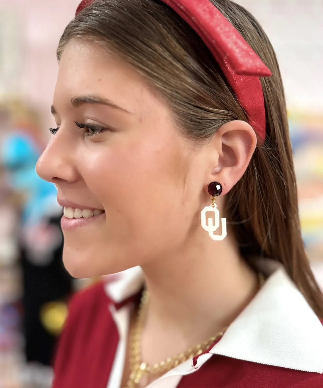 oklahoma_mini_white_earri_1.webp Oklahoma Mini White Earrings-Brianna Cannon Clearance