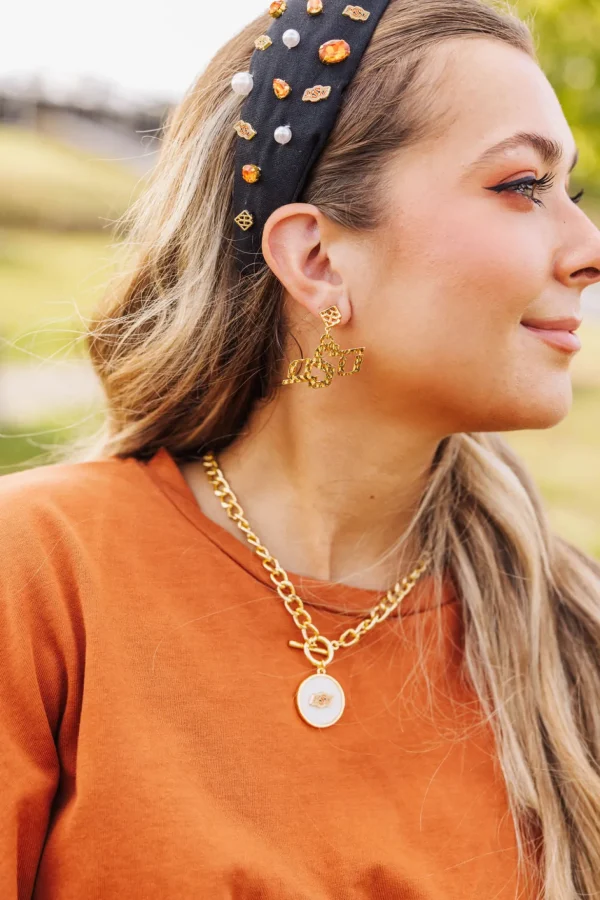 Oklahoma State Gold Logo Earring with BC Logo-Brianna Cannon Hot