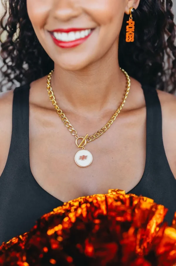Oklahoma State Logo Necklace-Brianna Cannon Discount