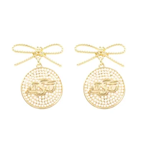 Oklahoma State Logo Pearl Medallion Earring-Brianna Cannon Hot