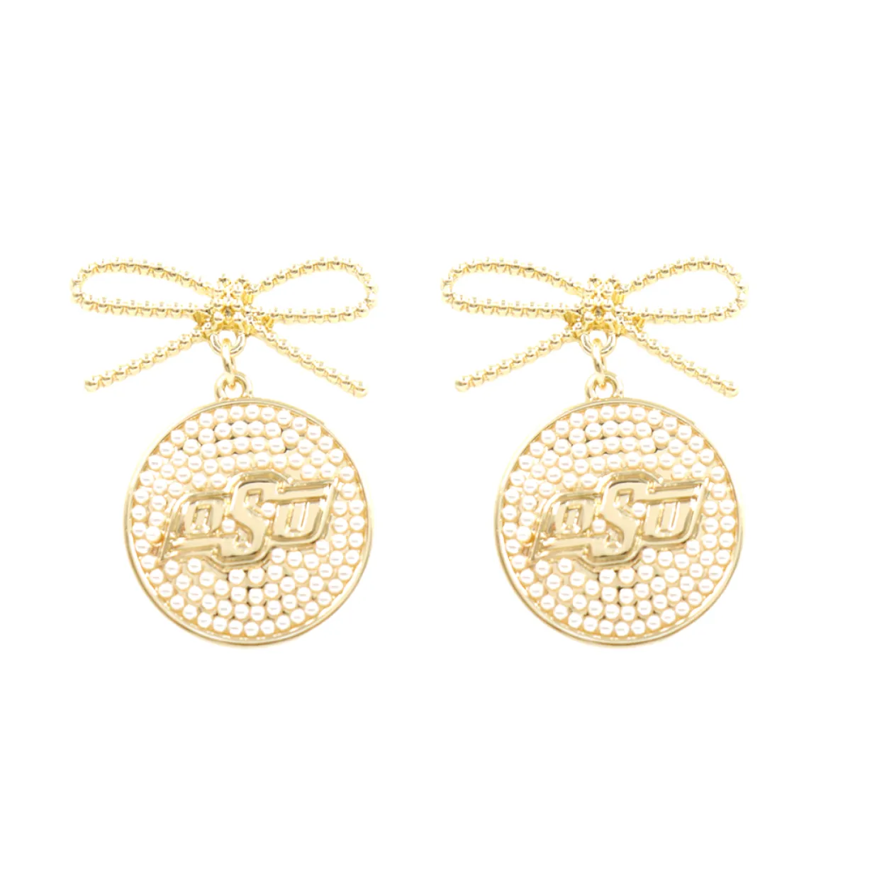 oklahoma_state_logo_pearl_0.webp Oklahoma State Logo Pearl Medallion Earring-Brianna Cannon Hot