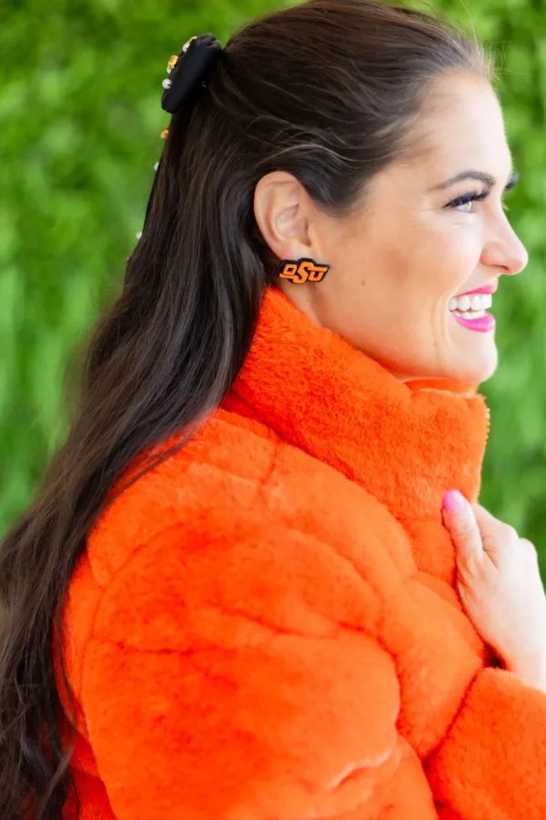 Oklahoma State Orange and Black OSU Logo Studs-Brianna Cannon Clearance