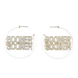 Oklahoma White Pavé Hoop Earrings-Brianna Cannon Hot