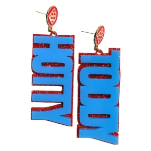 Ole Miss Powder Blue and Red Glitter HOTTY TODDY Earrings-Brianna Cannon Sale