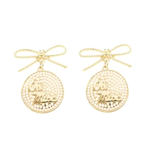 Ole Miss Logo Pearl Medallion Earrings-Brianna Cannon Fashion