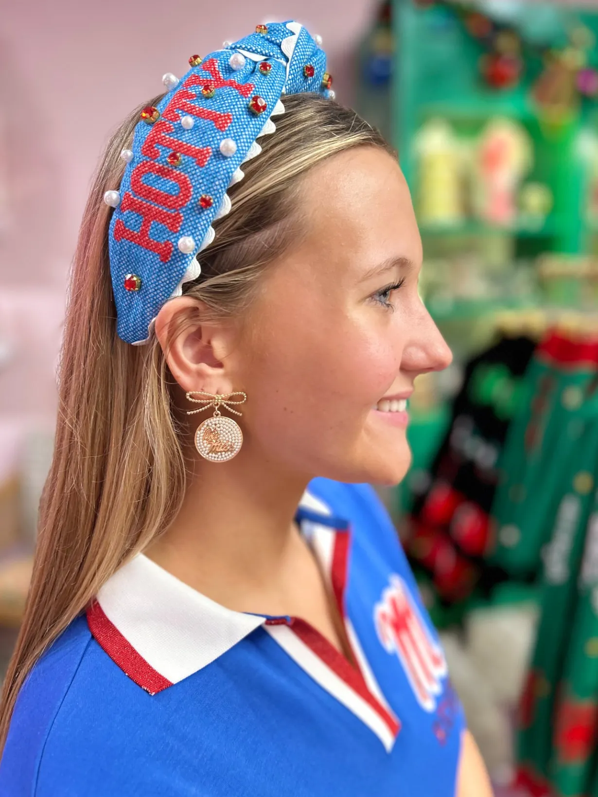 ole_miss_logo_pearl_medal_1.webp Ole Miss Logo Pearl Medallion Earrings-Brianna Cannon Fashion