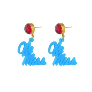 Ole Miss Mini Powder Blue Ole Miss Earrings-Brianna Cannon Outlet