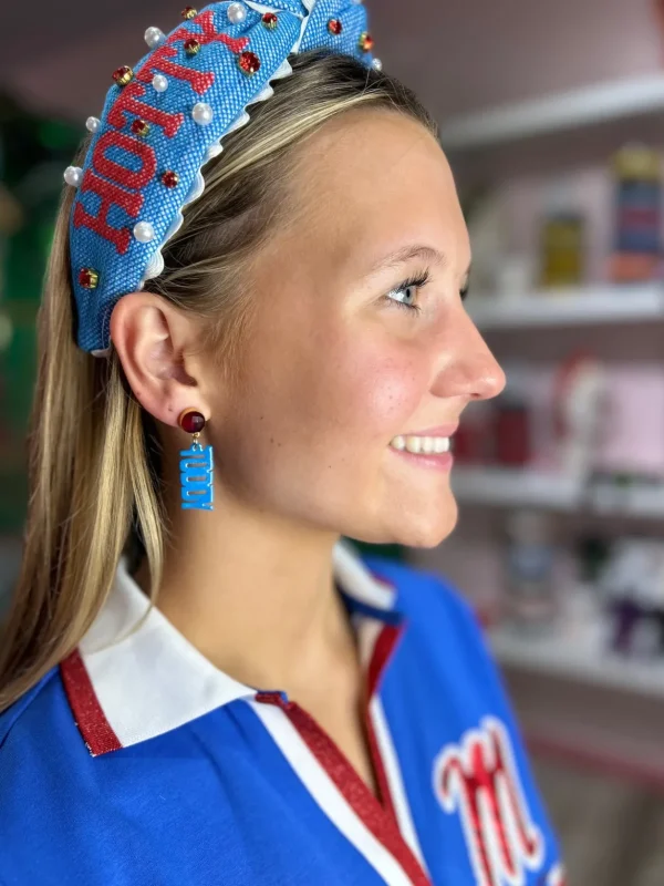 Ole Miss Mini Powder Blue HOTTY TODDY Earrings-Brianna Cannon New