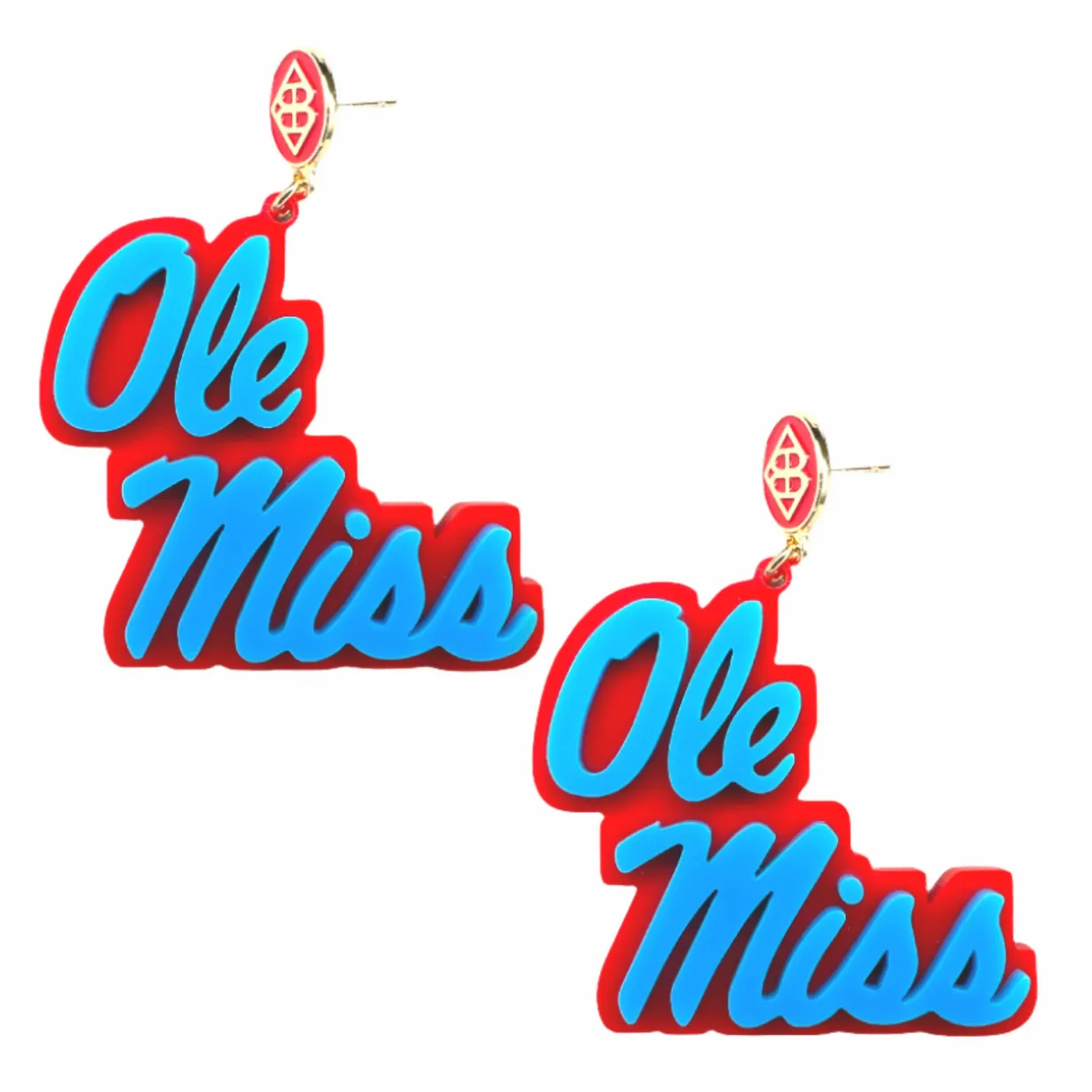 ole_miss_powder_blue__red_0.webp Ole Miss Powder Blue & Red Ole Miss Script Earrings with Red Logo Top-Brianna Cannon Online
