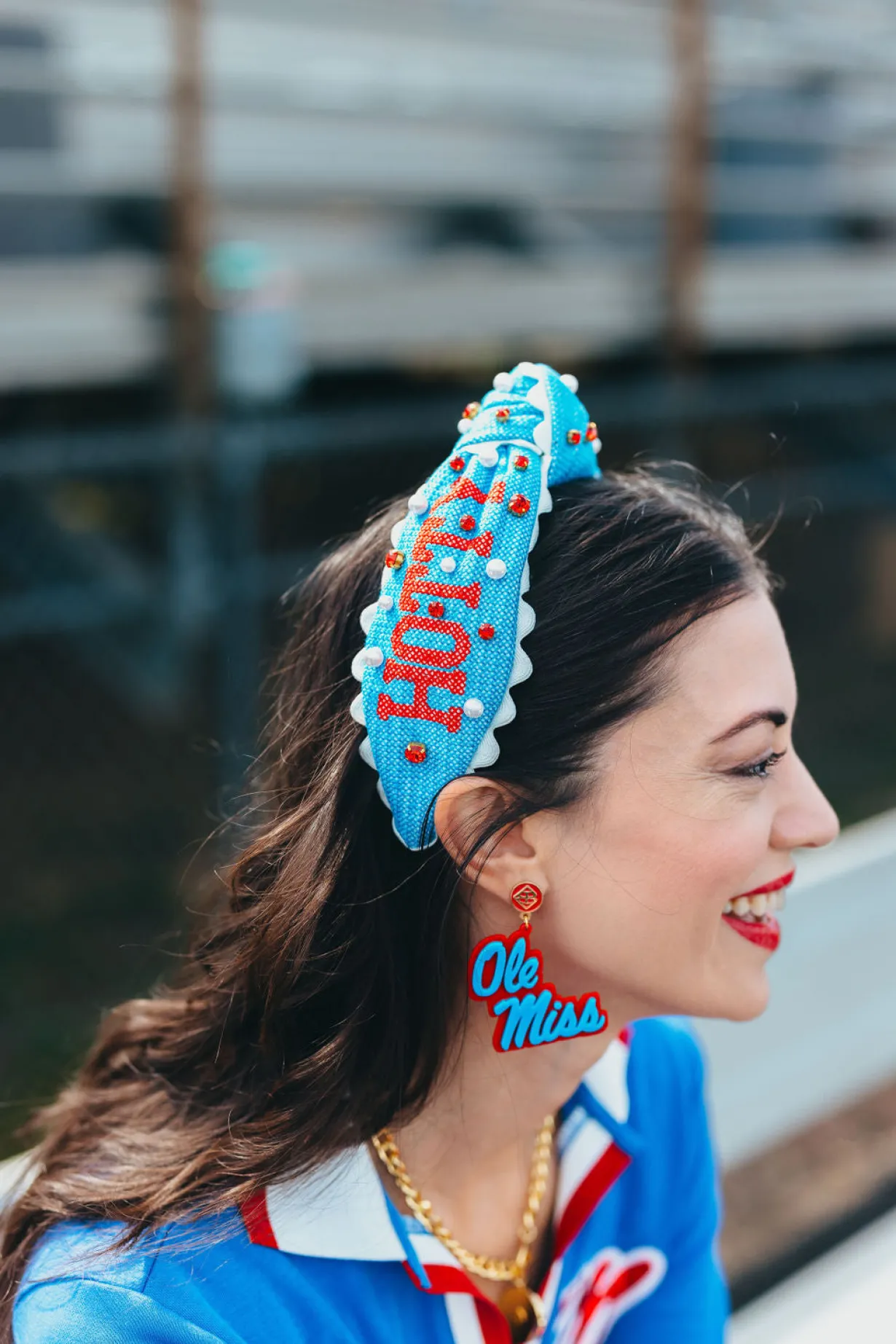 ole_miss_powder_blue__red_2.webp Ole Miss Powder Blue & Red Ole Miss Script Earrings with Red Logo Top-Brianna Cannon Online