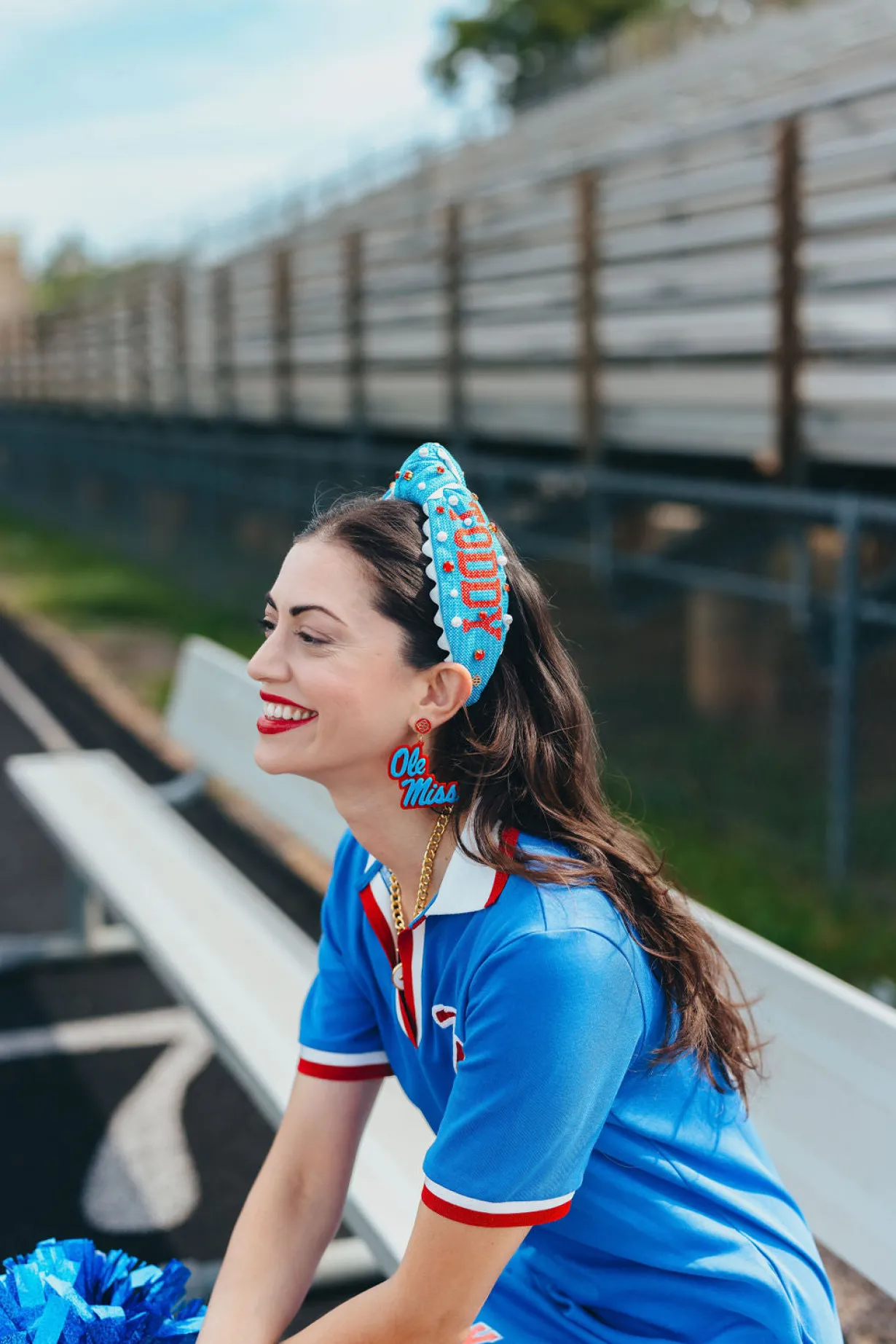 ole_miss_powder_blue__red_3.webp Ole Miss Powder Blue & Red Ole Miss Script Earrings with Red Logo Top-Brianna Cannon Online