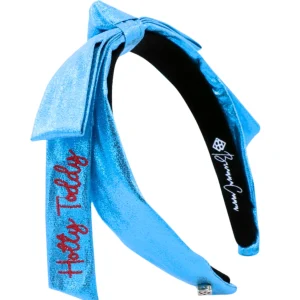 Ole Miss Powder Blue Ole Miss Thin Embroidered Ribbon Bow Headband-Brianna Cannon Clearance
