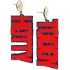 Ole Miss Red and Navy Glitter HOTTY TODDY Earrings-Brianna Cannon Hot