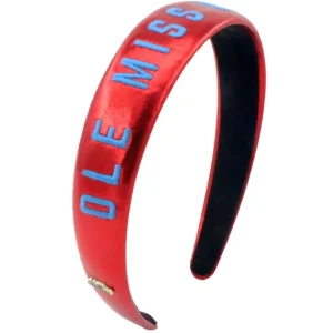 Ole Miss Red Thin Embroidered Headband-Brianna Cannon Clearance