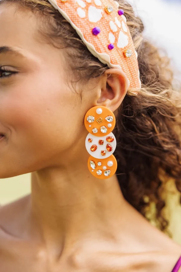 Orange and White Triple Dot Earrings-Brianna Cannon Fashion