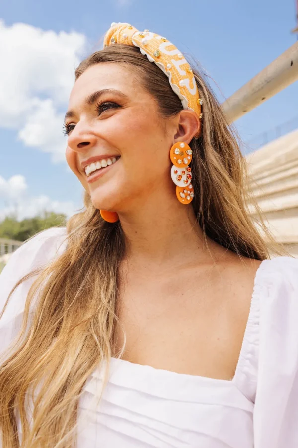 Orange and White Triple Dot Earrings-Brianna Cannon Fashion