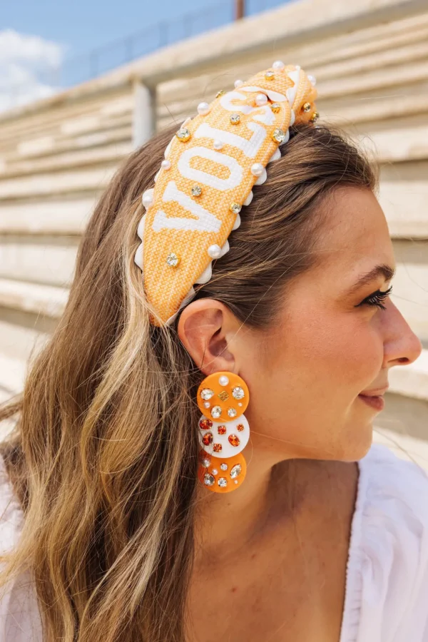 Orange and White Triple Dot Earrings-Brianna Cannon Fashion