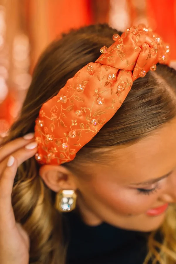 Orange Blossom Silk Headband with Beads-Brianna Cannon Outlet