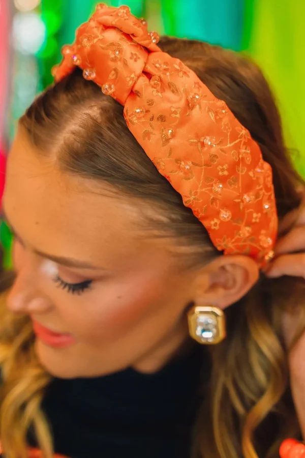 Orange Blossom Silk Headband with Beads-Brianna Cannon Outlet