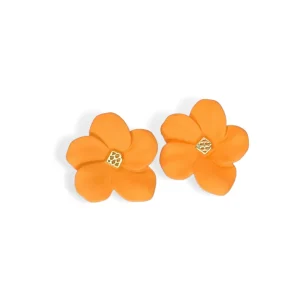 Orange Flower Stud with Logo-Brianna Cannon Best