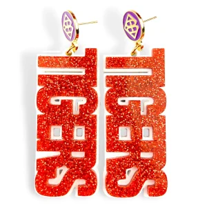 Orange Glitter and White TIGERS Earrings-Brianna Cannon New