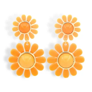 Orange May Flowers Double Drop Earrings-Brianna Cannon Fashion