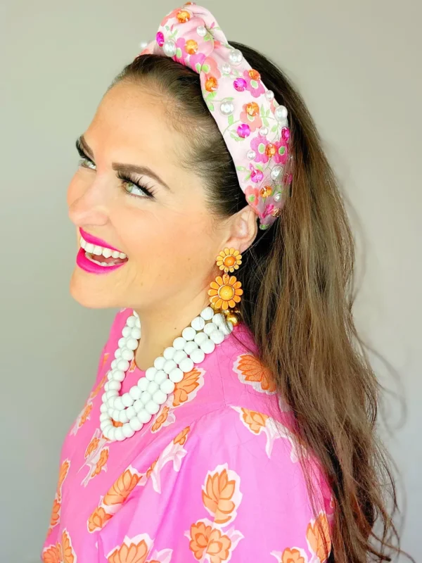 Orange May Flowers Double Drop Earrings-Brianna Cannon Fashion