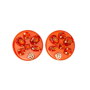 Orange Resin Dot Studs with Orange Crystals-Brianna Cannon New