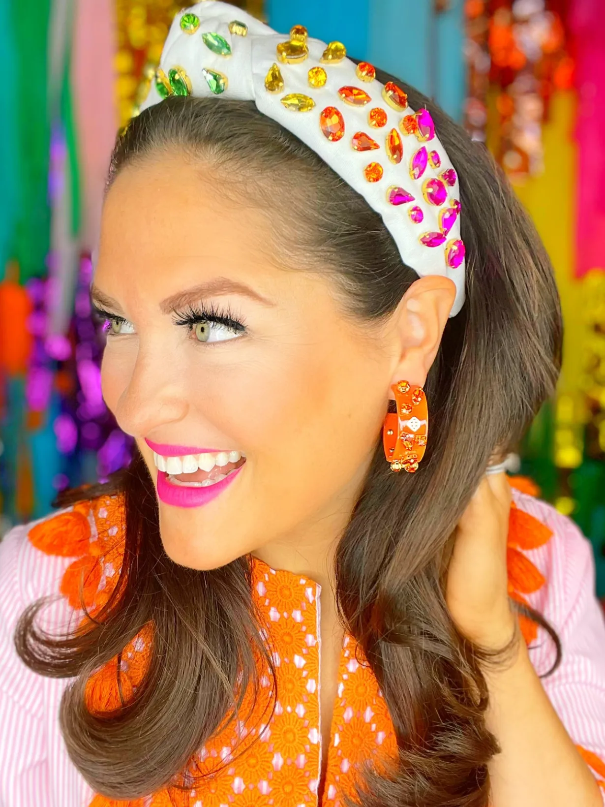 orange_resin_hoops_with_o_1.webp Orange Resin Hoops with Orange Crystals-Brianna Cannon Fashion