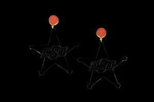 OSU Black Logo Star Earrings with Orange Druzy-Brianna Cannon Hot