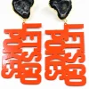 OSU Orange LET'S GO POKES Earrings with Black Geode-Brianna Cannon Clearance