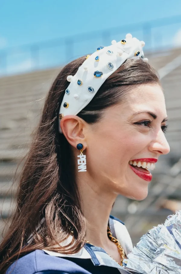 Penn State Mini White Earrings-Brianna Cannon Clearance