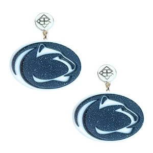 Penn State Navy Glitter Nittany Lions Logo Earrings-Brianna Cannon Clearance