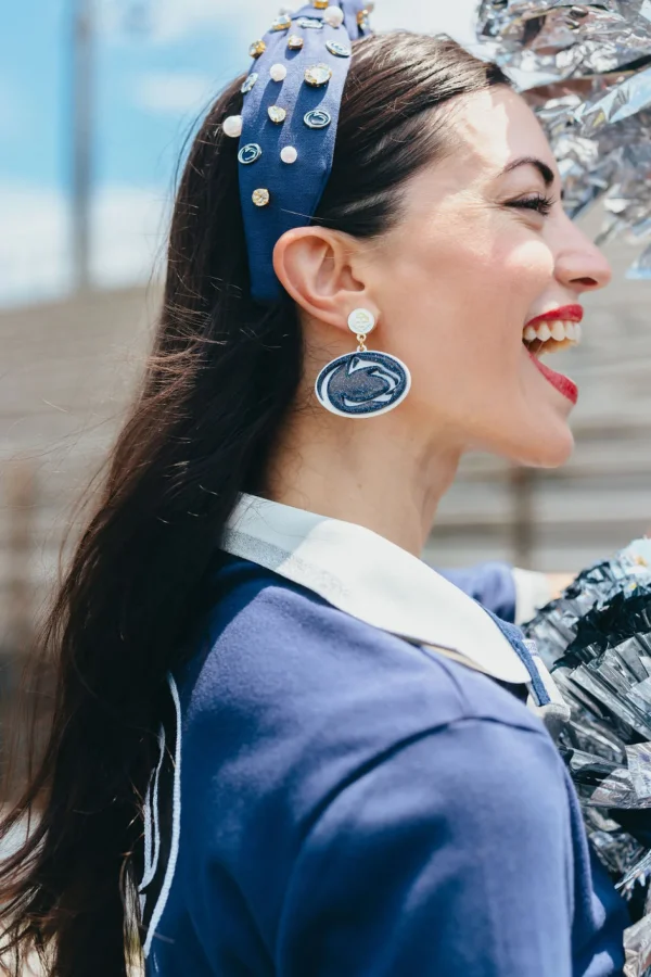 Penn State Navy Glitter Nittany Lions Logo Earrings-Brianna Cannon Clearance