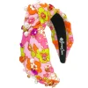 Pink and Orange Retro Floral Headband with Crystals and Pearls-Brianna Cannon Online