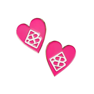 Pink and White Logo Heart Large Studs-Brianna Cannon Online