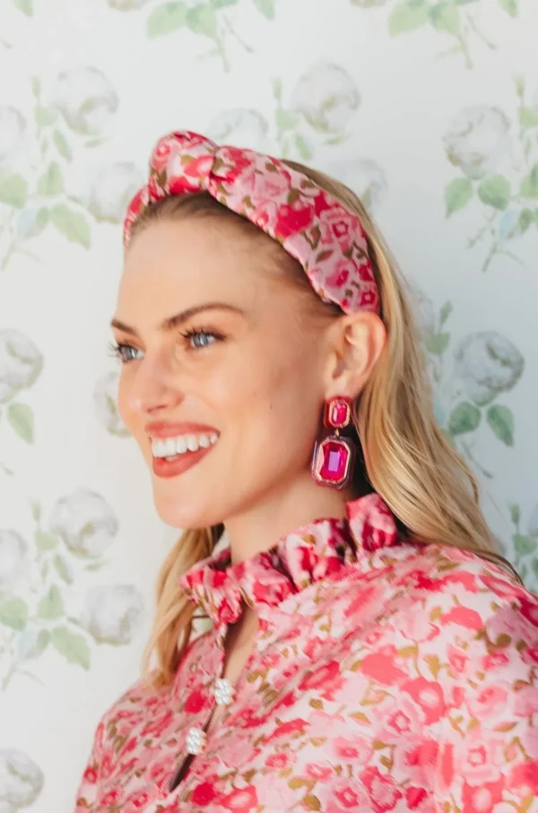 Pink Crystal Drop Earrings-Brianna Cannon Outlet