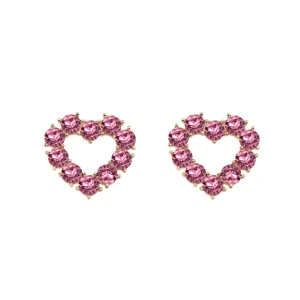 Pink Crystal Heart Studs-Brianna Cannon Outlet