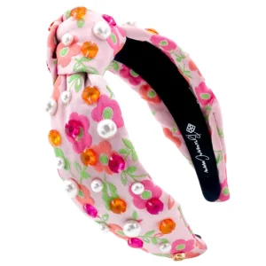 Pink Daisy Headband with Crystals and Pearls-Brianna Cannon Fashion