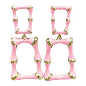 Pink Enamel Bamboo Earrings-Brianna Cannon Fashion