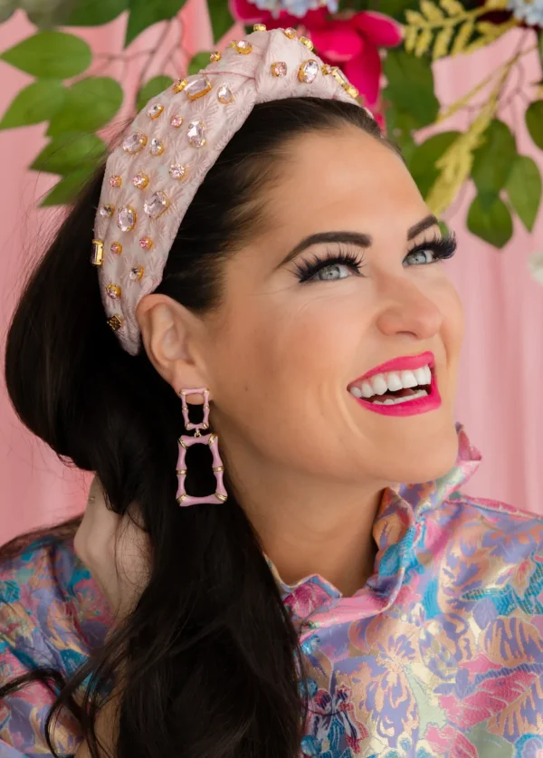 Pink Enamel Bamboo Earrings-Brianna Cannon Fashion
