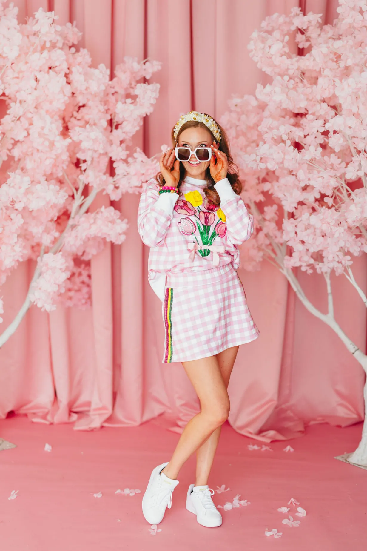 pink_gingham_bouquet_swea_8.webp Pink Gingham Bouquet Sweatshirt PRE-ORDER (Est Ship 3/18)-Brianna Cannon New