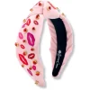 Pink Headband with Embroidered Lips and Crystals-Brianna Cannon Outlet