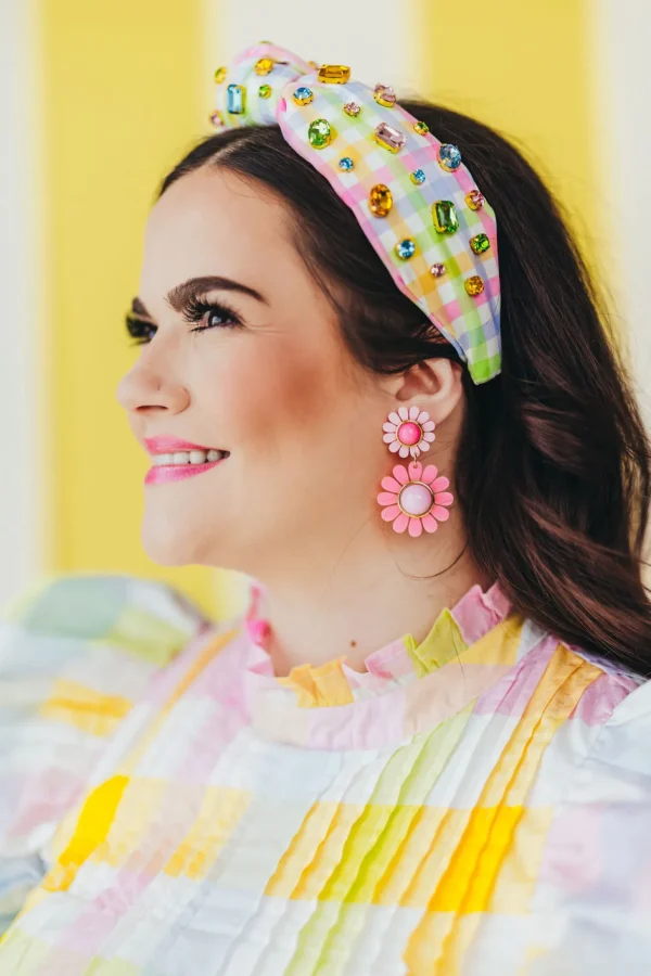 Pink May Flowers Double Drop Earrings-Brianna Cannon Clearance