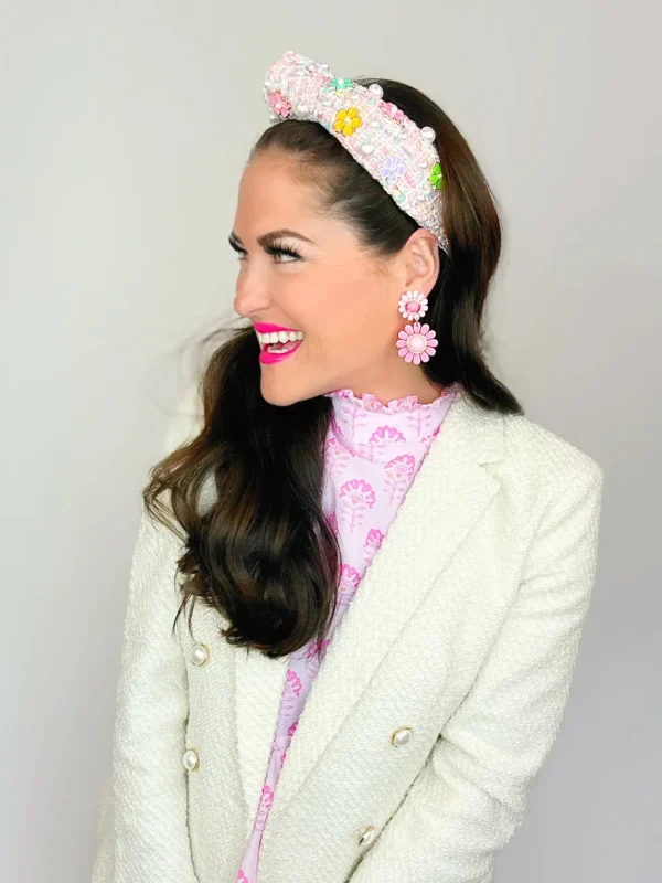 Pink May Flowers Double Drop Earrings-Brianna Cannon Clearance